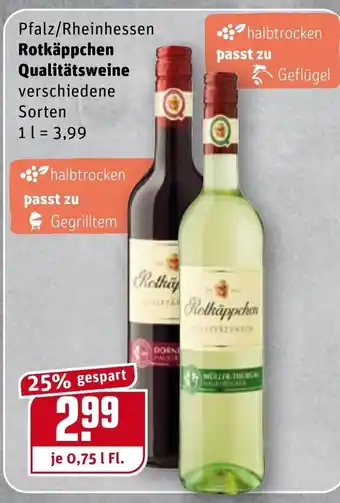 REWE Rotkäppchen Qualitätsweine 0,75 L Angebot