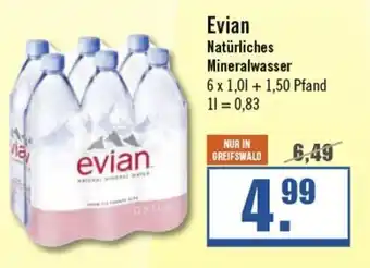 Zisch Evian Natürliches Mineralwasser 6*1L Angebot