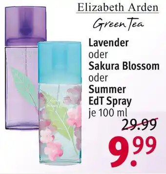 Rossmann Elizabeth Arden Green Tea Lavender oder Sakura Blossom oder Summer EdT Spray 100ml Angebot