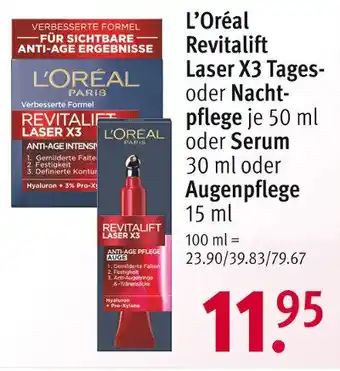 Rossmann L'Oréal Revitalift Laser X3 Tages oder Nachtpflege 50ml oder Serum 30ml oder Augenpflege 15ml Angebot