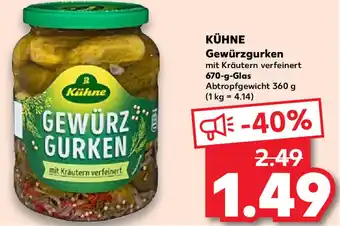 Kaufland KÜHNE Gewürzgurken 670 g Glas Angebot