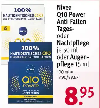 Rossmann Nivea Q10 Power Anti-Falten Tages - oder Nachtpflege oder Augenpflege 15ml Angebot