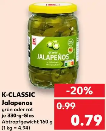 Kaufland K-CLASSIC Jalapenos 330-g-Glas Angebot