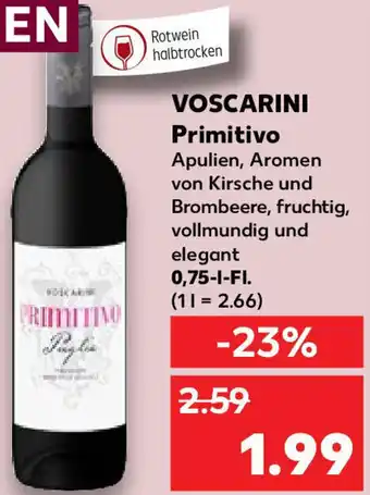 Kaufland VOSCARINI Primitivo 0,75 L-Fl. Angebot