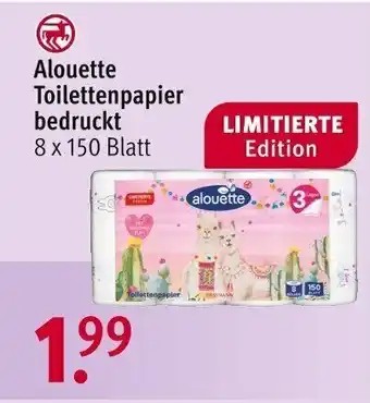 Rossmann Alouette Toilettenpapier bedruckt Angebot