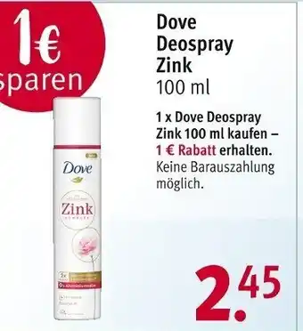 Rossmann Dove Deospray Zink 100ml Angebot