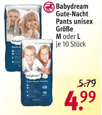 Rossmann Babydream Gute Nacht Pants Unisex Größe M oder L Angebot