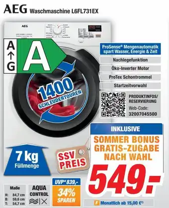 Expert Bening AEG Waschmaschine L6FL731EX Angebot