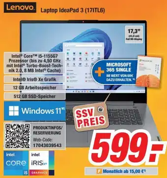 Expert Bening Lenovo Laptop IdeaPad 3 (17ITL6) Angebot