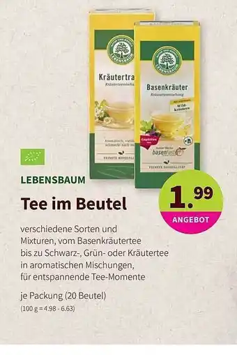 Biomarkt Lebensbaum Tee im Beutel Angebot