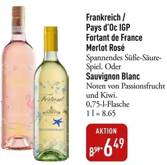 Galeria Markthalle Frankreich / Pays d'Oc IGP Fortant de France Merlot Rosé oder Sauvignon Blanc 0,75 L Flasche Angebot