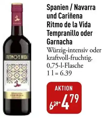 Galeria Markthalle Spanien / Navarra und Cariñena Ritmo de la Vida Tempranillo oder Garnacha 0,75 L Flasche Angebot