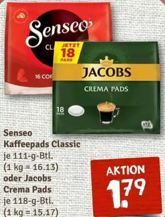 nahkauf Senseo Kaffeepads Classic 111-g-Btl. oder Jacobs Crema Pads 118-g-Btl. Angebot