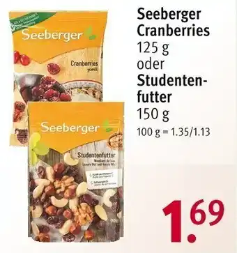 Rossmann Seeberger Cranberries 125g oder Studentenfutter 150g Angebot