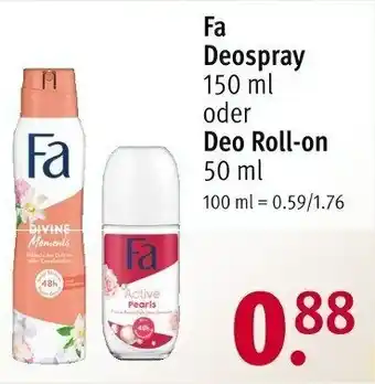 Rossmann Fa Deospray 150ml oder Deo Roll On 50ml Angebot