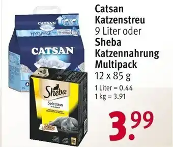 Rossmann Catsan Hygienestreu 9Liter oder Sheba Katzennahrung Multipack 12x85g Angebot