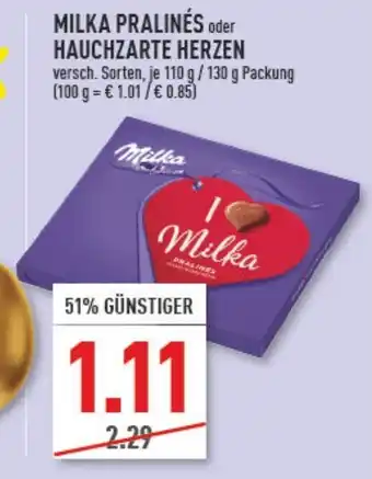 Marktkauf Milka Pralinés oder Hauchzarte Herzen 110-130g Angebot