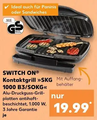 Kaufland SWITCH ONⓇ Kontaktgrill >>SKG 1000 B3/SOKG<< Angebot