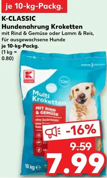 Kaufland K-CLASSIC Hundenahrung Kroketten 10-kg-Packg. Angebot