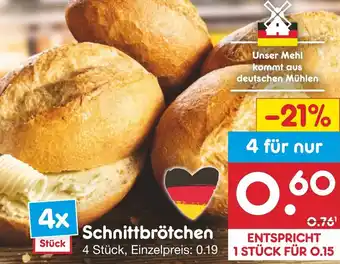 Netto Marken-Discount Schnittbrötchen 4 Stück Angebot