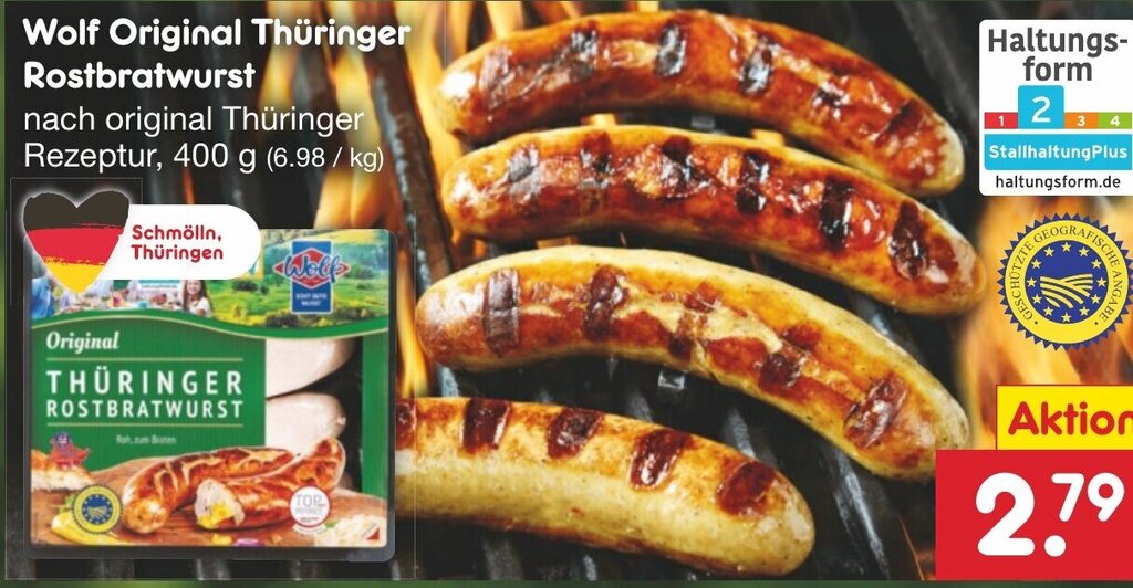Wolf Original Thüringer Rostbratwurst 400 g Angebot bei Netto Marken ...
