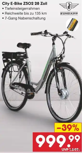 Netto Marken-Discount ZUNDAPP City E-Bike Z502 28 Zoll Angebot