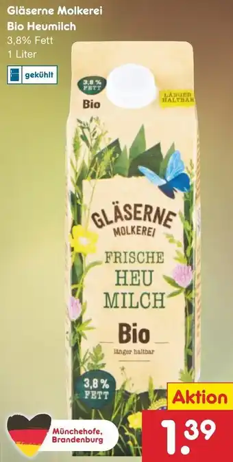 Netto Marken-Discount Gläserne Molkerei Bio Heumilch 1 Liter Angebot