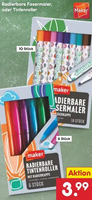 Netto Marken-Discount Maker Radierbare Fasermaler, oder Tintenroller Angebot