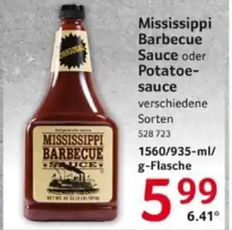 Selgros Mississippi Barbecue Sauce oder Potatoe-sauce 1560/935-ml/g-Flasche Angebot