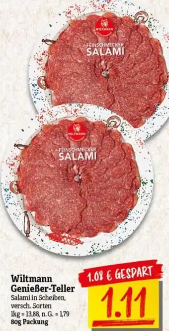 NP Discount Wiltmann Genießer-Teller Salami in Scheiben, 80g Packung Angebot