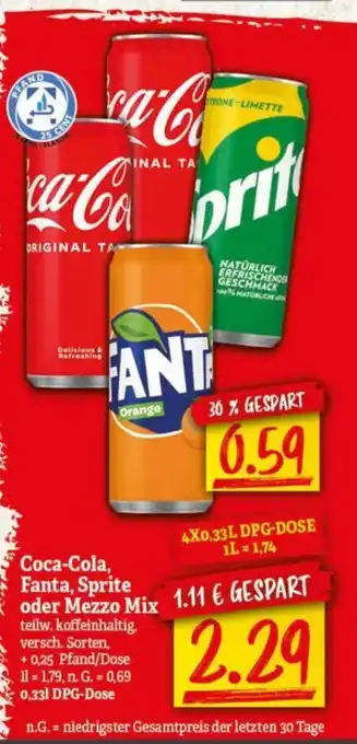 NP Discount Coca-Cola, Fanta, Sprite oder Mezzo Mix 330ml Angebot