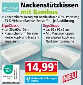 Norma ORTHO-Vital Nackenstützkissen mit Bambus ca. 30 x 60 x 10 cm Angebot