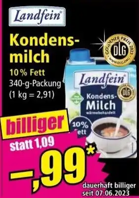 Norma Landfein Kondens-milch 340-g-Packung Angebot