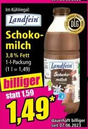 Norma Landfein Schoko- milch 1-l-Packung Angebot