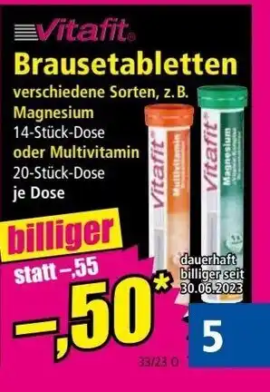 Norma Vitafit Brausetabletten Magnesium 14-Stück-Dose oder Multivitamin 20-Stück-Dose Angebot