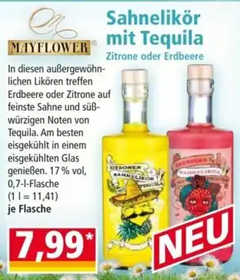 Norma MAYFLOWER Sahnelikör mit Tequila 0,7 l Flasche Angebot