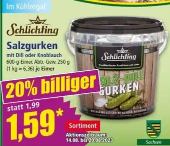 Norma Schlichting Salzgurken 600 g Eimer Angebot