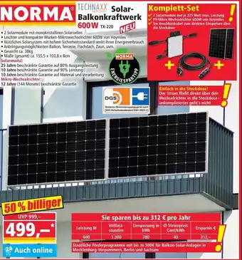 Norma TECHNAXX Solar-Balkonkraftwerk 600W Angebot