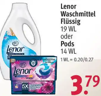 Rossmann Lenor Waschmittel Flüssig 19 WL oder Pods 14 WL Angebot