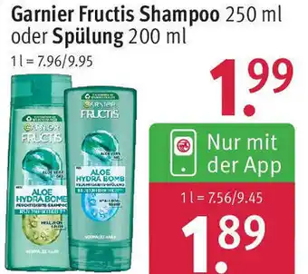 Rossmann Garnier Fructis Shampoo 250 ml oder Spülung 200 ml Angebot