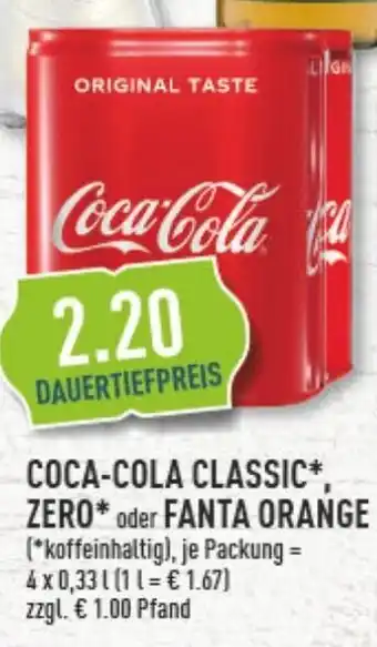 Marktkauf Coca Cola Classic, Zero oder Fanta Orange 4x0,33L Angebot