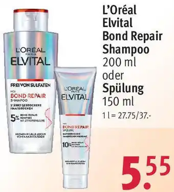 Rossmann L'Oréal Elvital Bond Repair Shampoo oder Spülung 150 ml Angebot