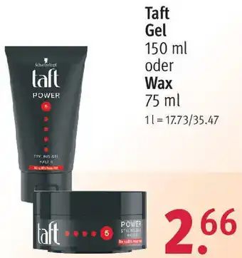 Rossmann Schwarzkopf Taft Gel oder Wax 75 ml Angebot