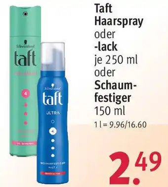 Rossmann Schwarzkopf Taft Haarspray oder -lack je 250 ml oder Schaumfestiger 150 ml Angebot