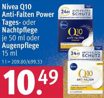 Rossmann Nivea Q10 Anti-Falten Power Tages- oder Nachtpflege je 50 ml oder Augenpflege 15 ml Angebot