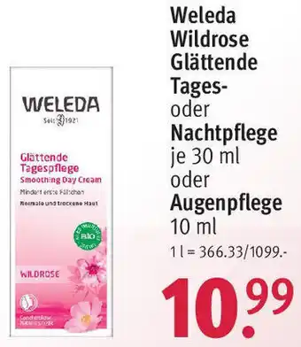 Rossmann Weleda Wildrose Glättend Tages-oder Nachtpflege je 30 ml oder Augenpflege 10 ml Angebot