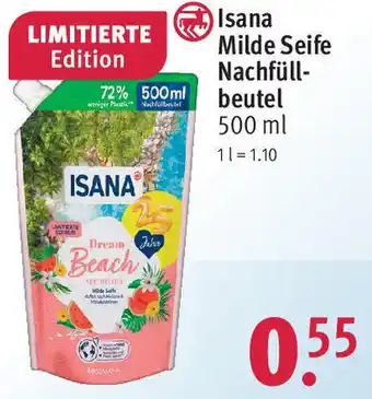 Rossmann Isana Milde Seife Nachfüllbeutel 500 ml Angebot