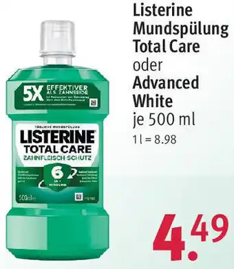 Rossmann Listerine Mundspülung Total Care oder Advanced White 500 ml Angebot