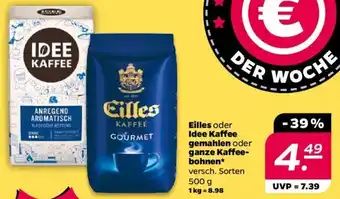 NETTO Eilles oder Idee Kaffee gemahlen oder ganze Kaffeebohnen 500 g Angebot