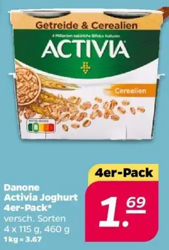 NETTO Danone Activia Joghurt 4er-Pack 4x115 g, 460 g Angebot